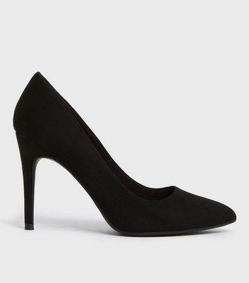 Black Suedette Mid Block Heel Sandals | New Look