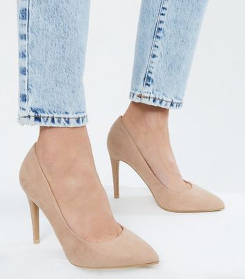 cream suede court shoes