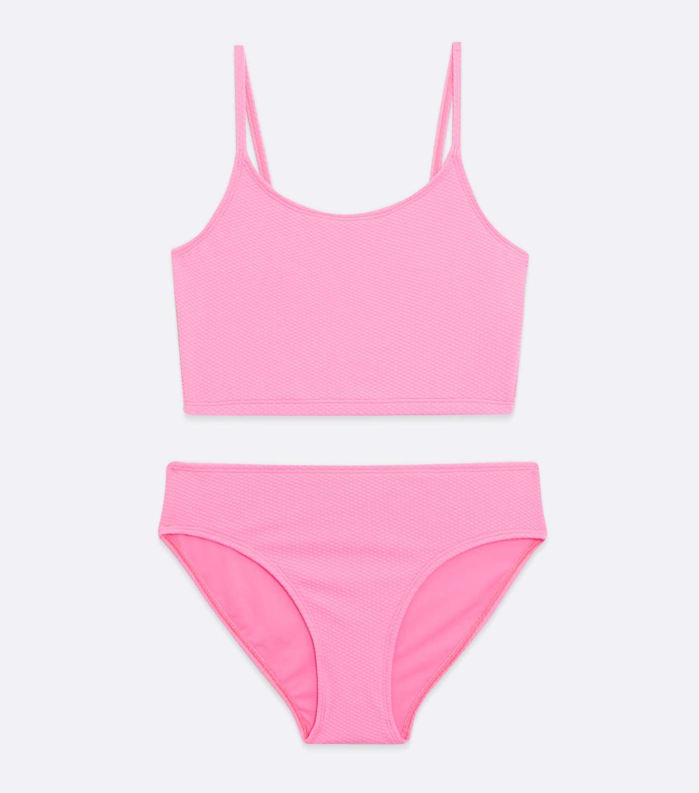 Girls Bright Pink Crop Bikini Top Set