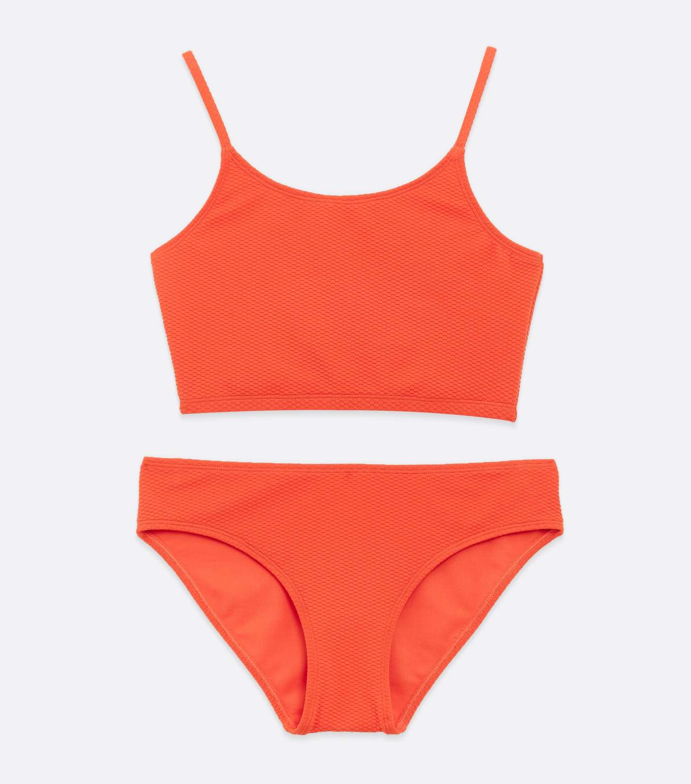 Girls Bright Orange Crop Bikini Top Set