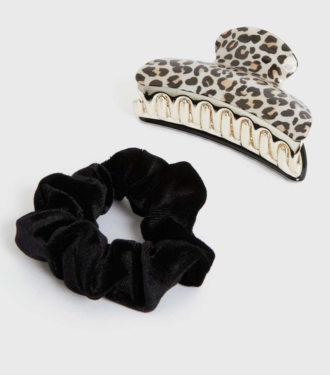 Black Leopard Print Claw Clip and Scrunchie Set