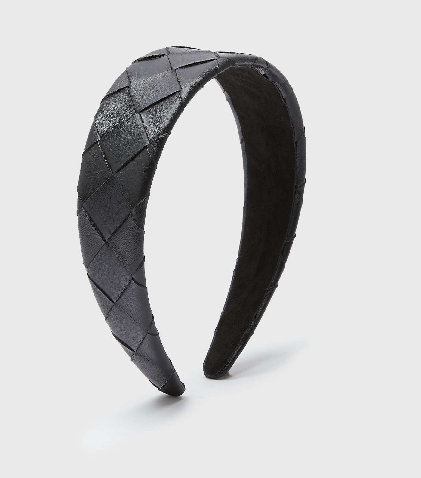 Black Leather-Look Woven Headband