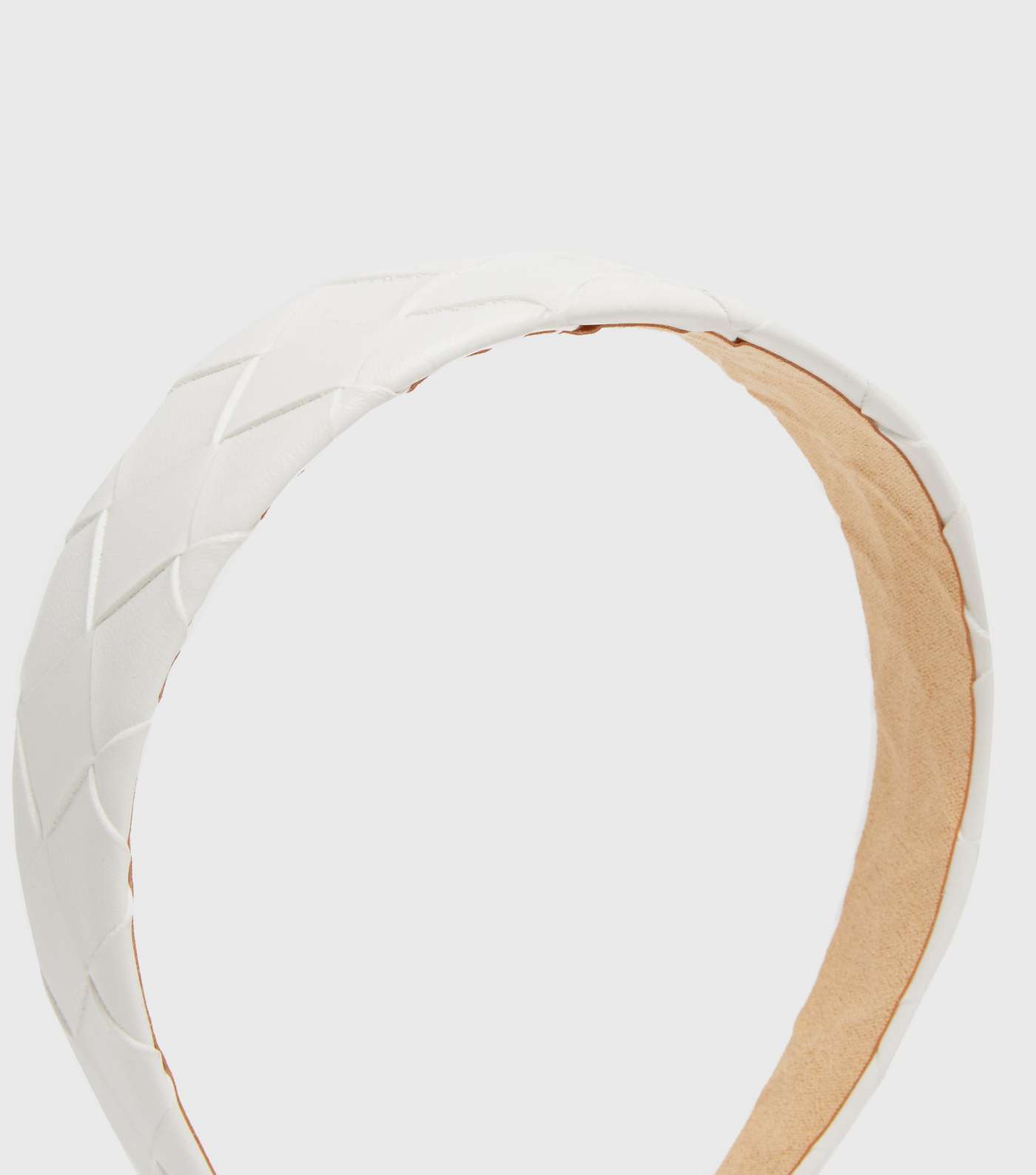 Off White Leather-Look Woven Headband  Image 2
