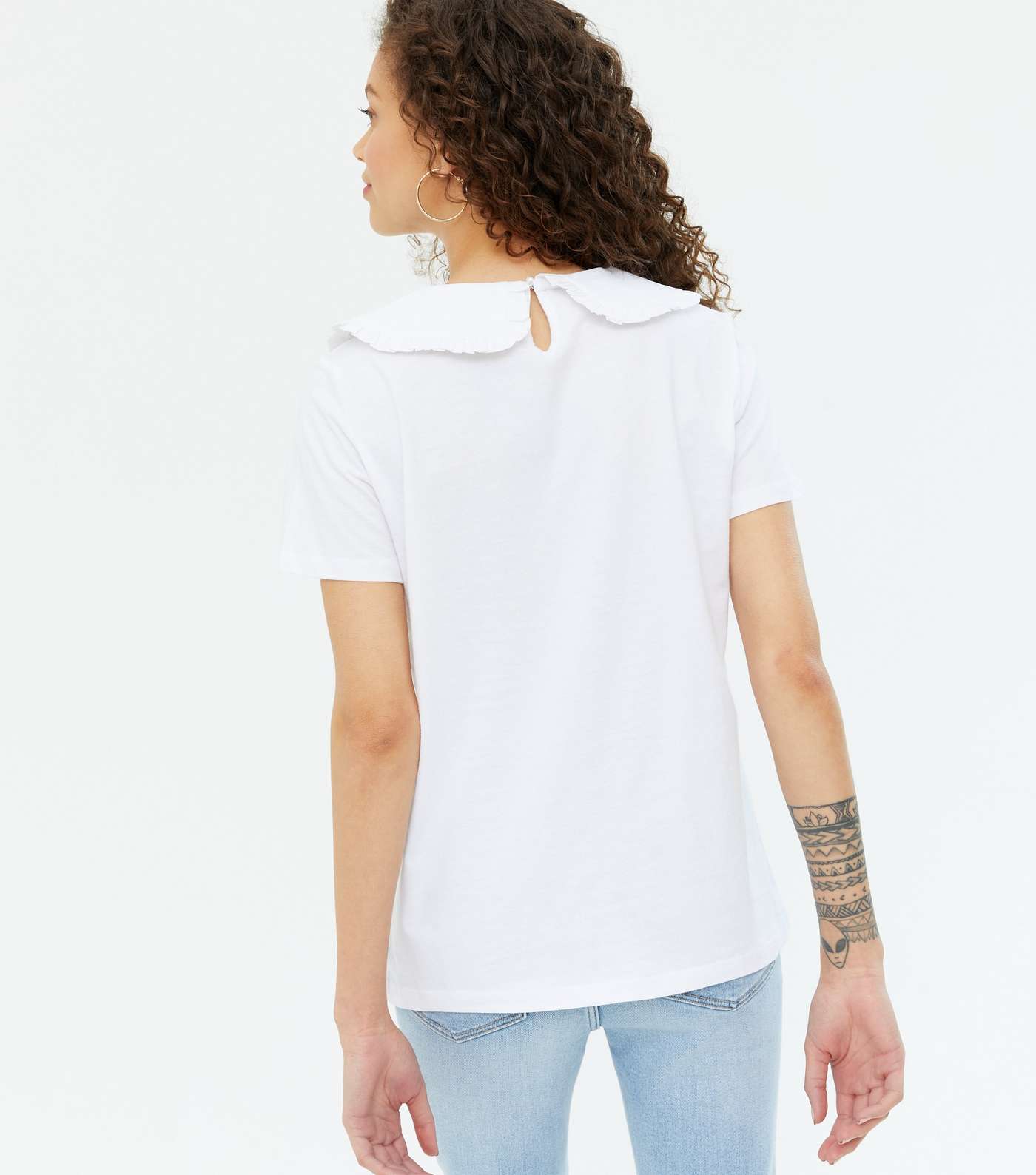 Petite White Frill Collar T-Shirt Image 4