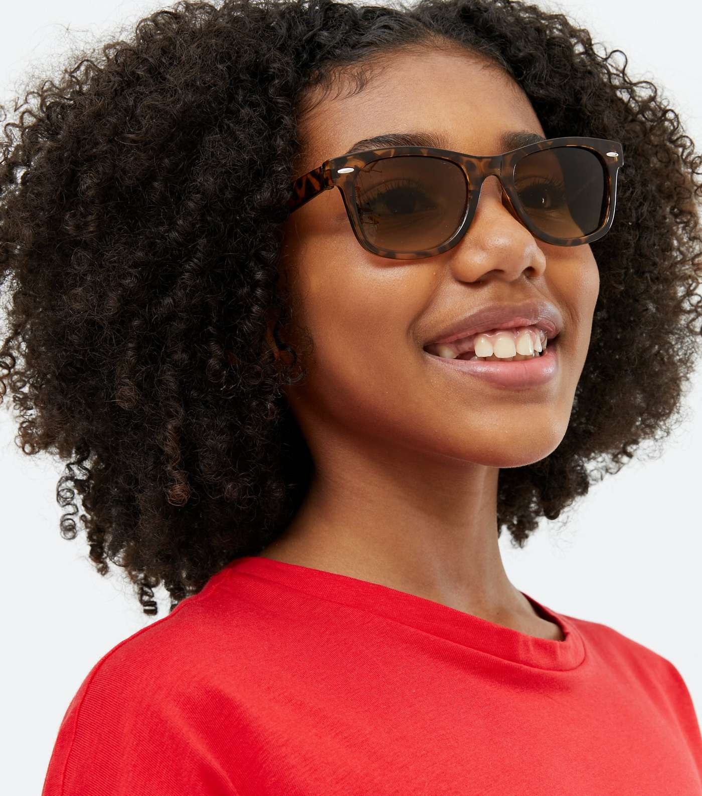 Girls Dark Brown Tortoiseshell Effect Retro Sunglasses Image 2