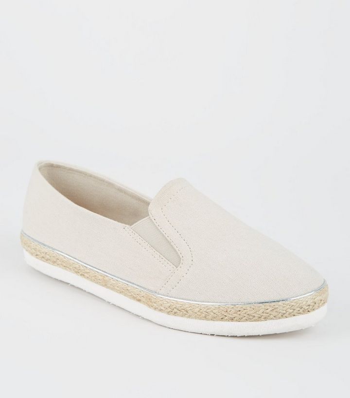 Wide Fit Grey Canvas Slip On | Look