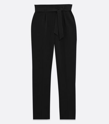 tall black elasticated tie waist trousers