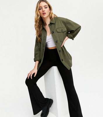 ladies khaki shacket