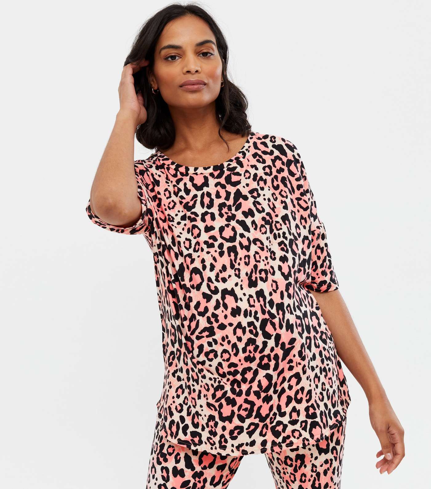 Maternity Pink Leopard Print Soft Touch Pyjama Set Image 2