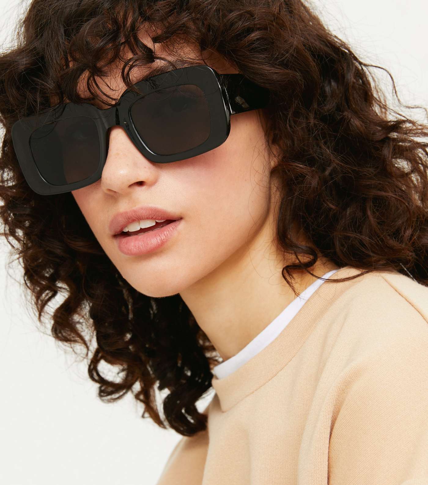 Black Large Rectangle Sunglasses Image 2