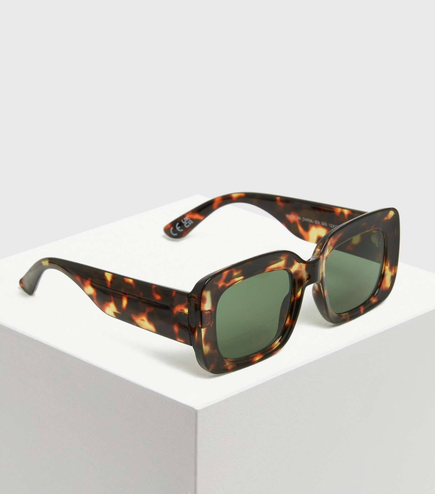 Dark Brown Leopard Print Large Rectangle Sunglasses