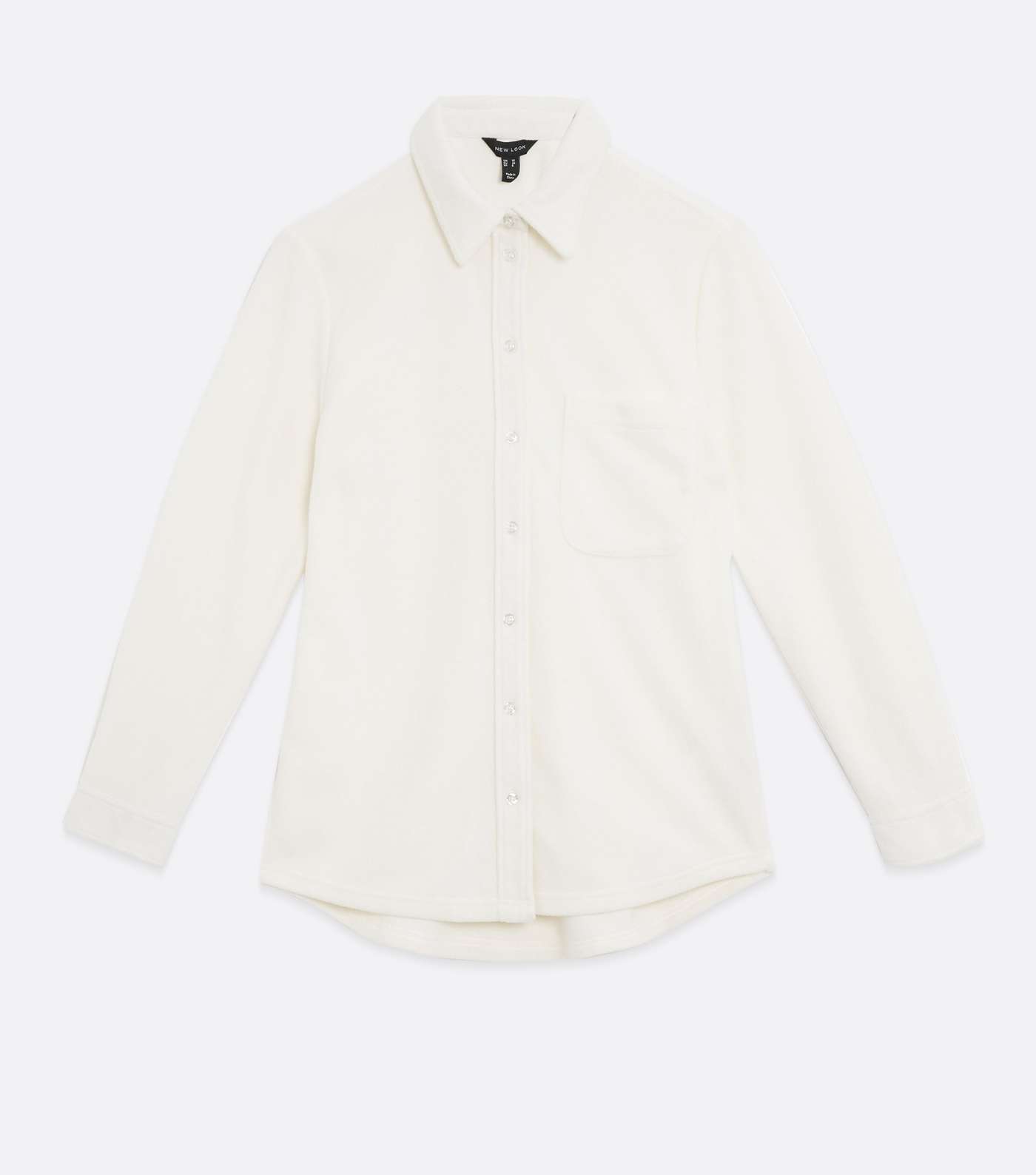 White Fleece Collared Shirt  Image 5
