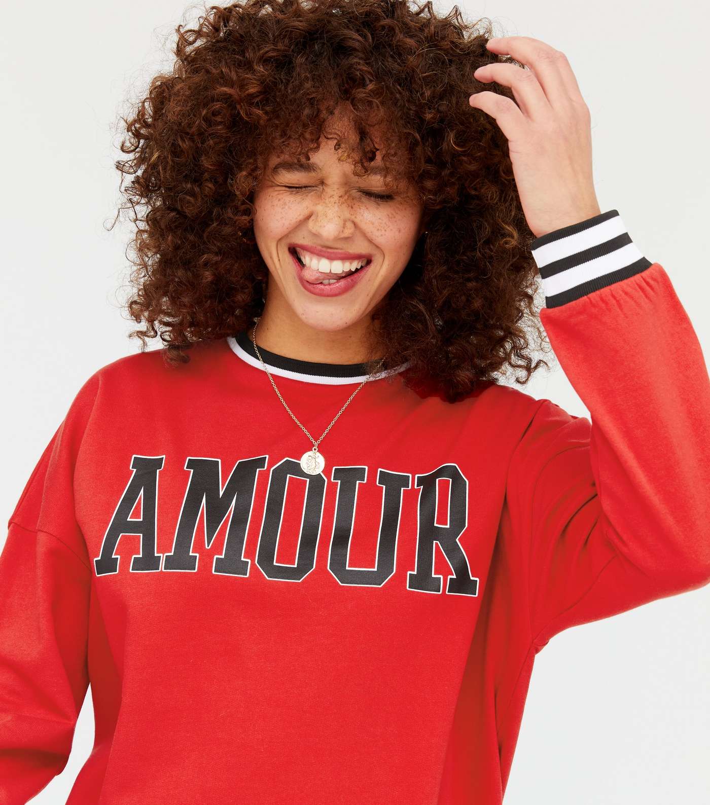 Red Stripe Amour Varsity Logo Long Sweatshirt  Image 4