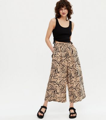New Look Curves Brown Leopard Print Cropped Trousers  Very Ireland