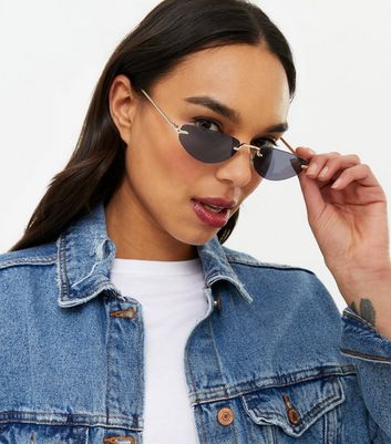 rimless oval sunglasses