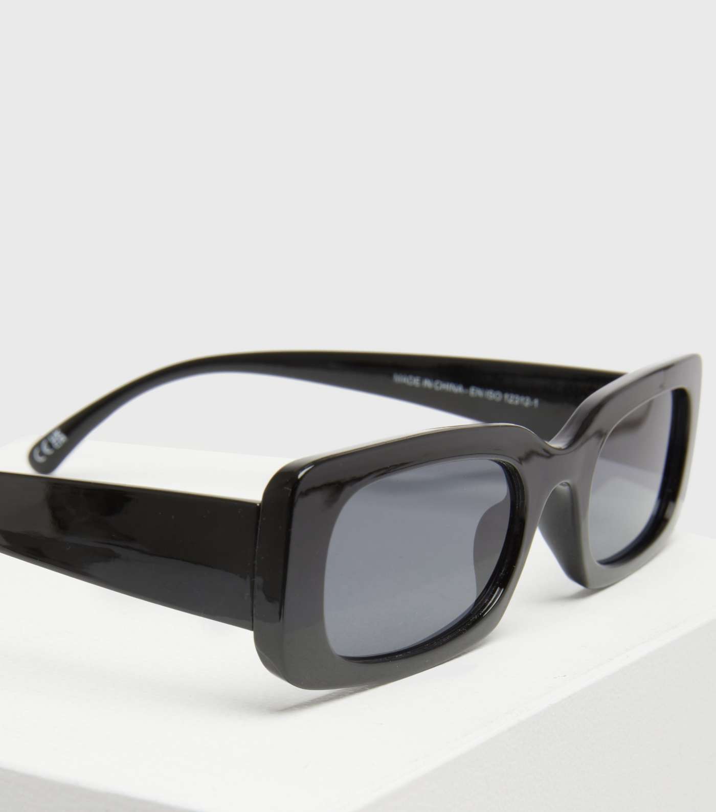 Black Slim Rectangle Sunglasses Image 3