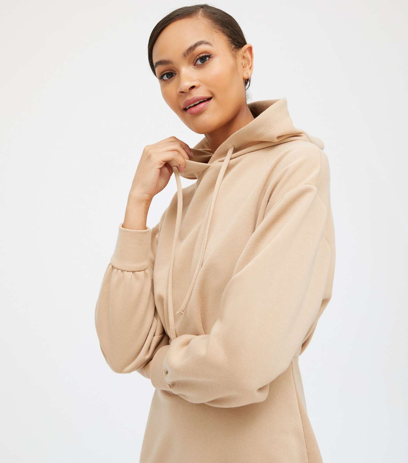 Camel Jersey Fitted Hoodie Dress  Image 4