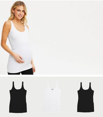 Maternity 3 Pack Black and White Long Camis