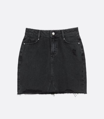 New look black 2025 ripped denim skirt