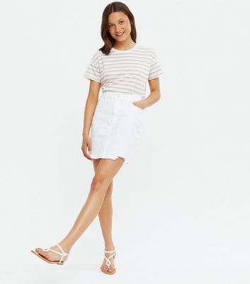 Celeste High Rise Denim Skirt - White | Rusty Australia
