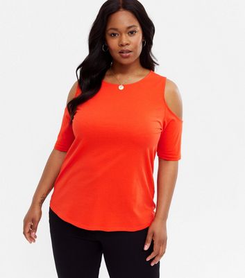 Orange cold shoulder discount top