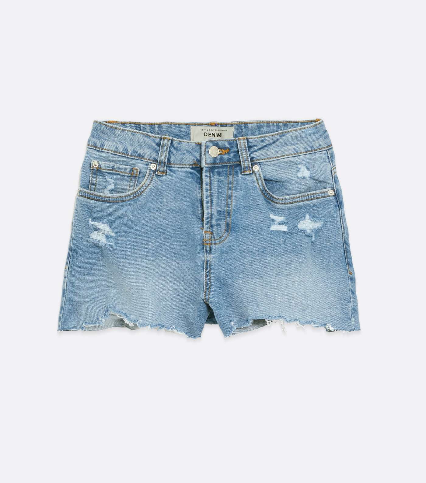 Light blue denim Ripped Mom fit denim shorts - Buy Online