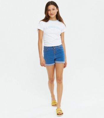 Girls Bright Blue Denim High Waist 