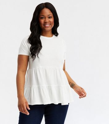 Curves Off White Tiered Peplum T Shirt New Look