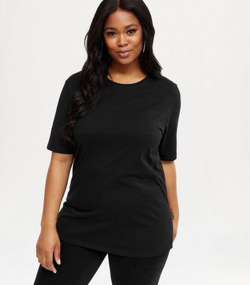 Curves Black Long Oversized T-Shirt 