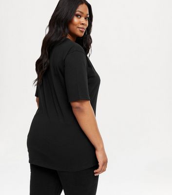 Curves Black Long Oversized T Shirt New Look