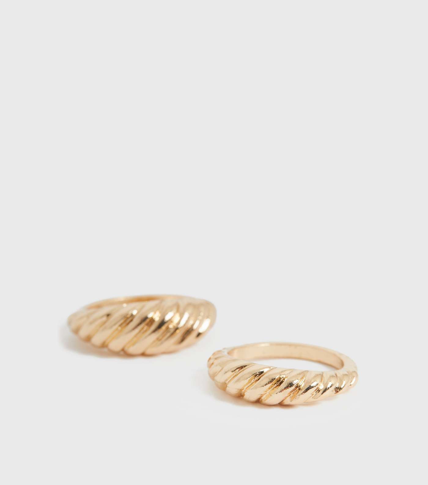 2 Pack Gold Ribbed Dome Rings