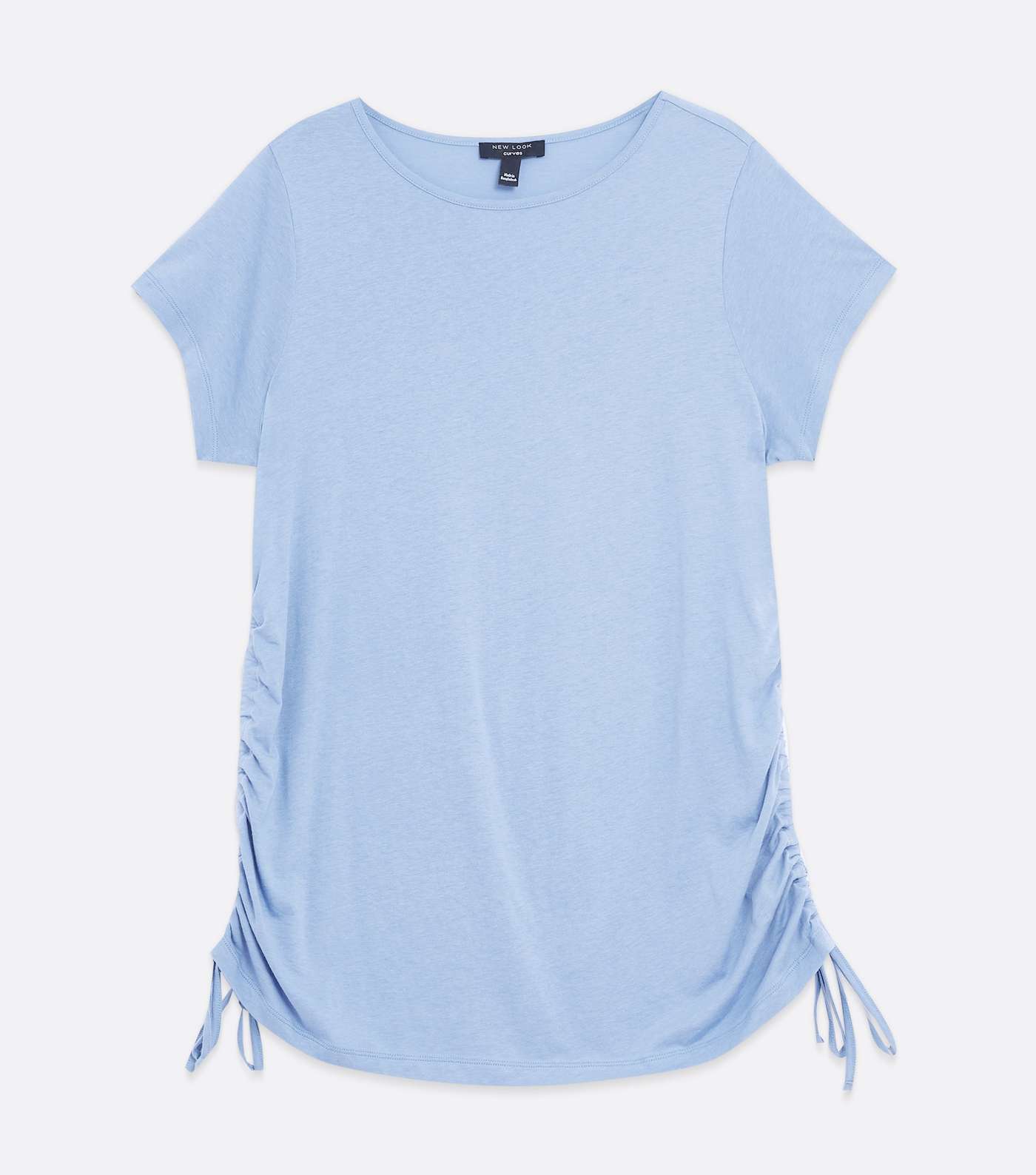 Curves Bright Blue Ruched Tie Side T-Shirt Image 5