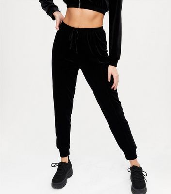 velvet joggers black