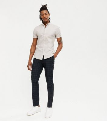 mens skinny fit check trousers