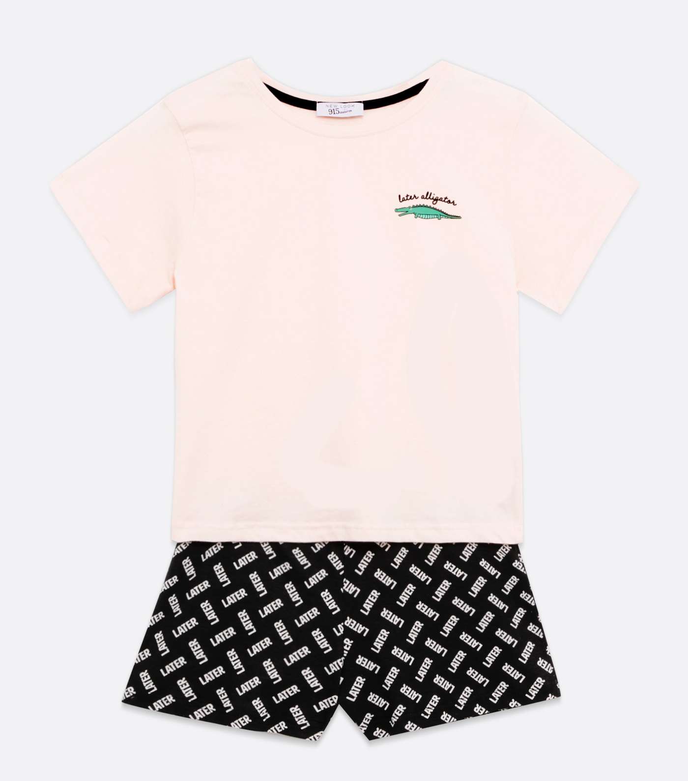 Girls Pink Later Alligator Logo Short Pyjama Set Image 5