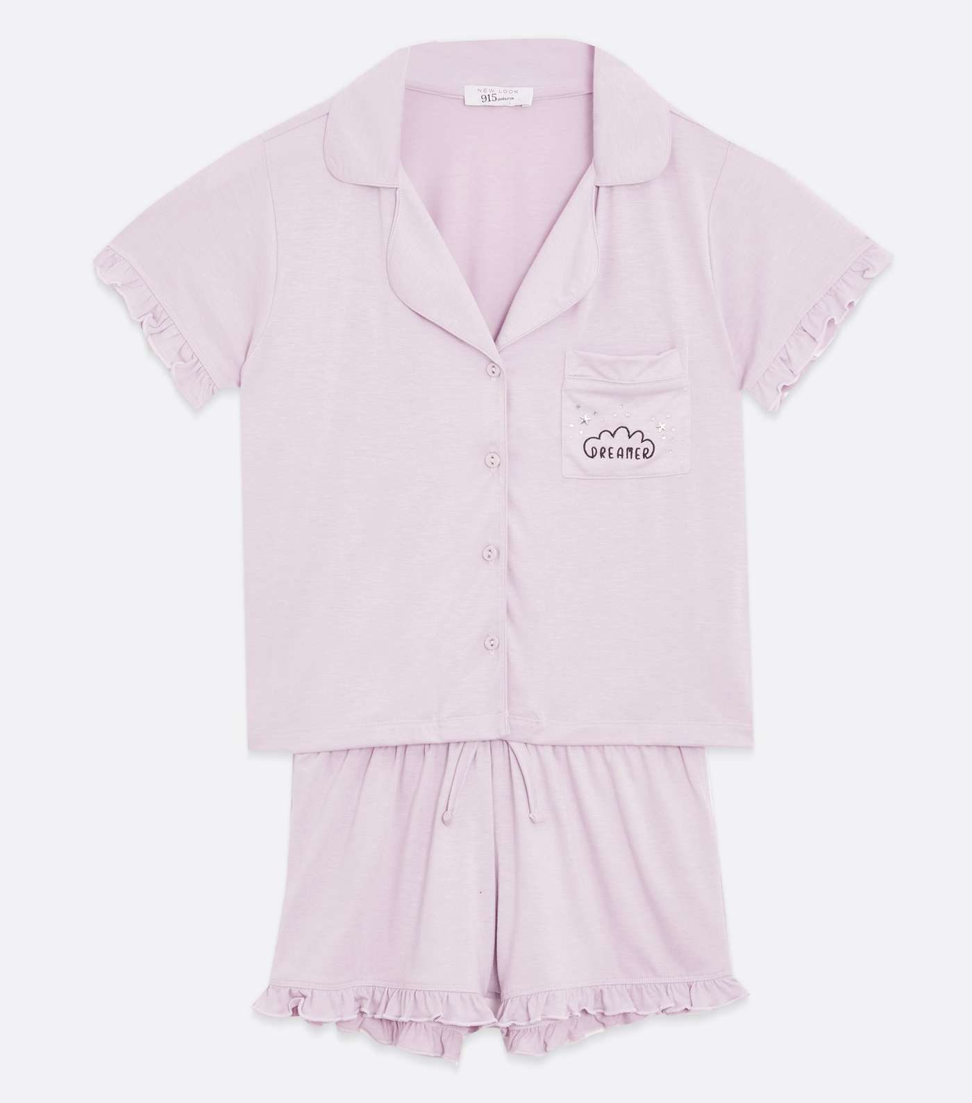 Girls Lilac Dreamer Pocket Logo Revere Short Pyjama Set Image 5