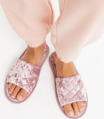 pink velvet slippers