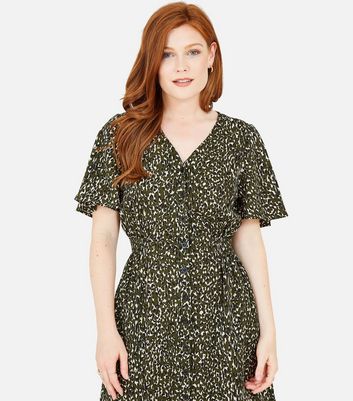 yumi animal print shirt dress