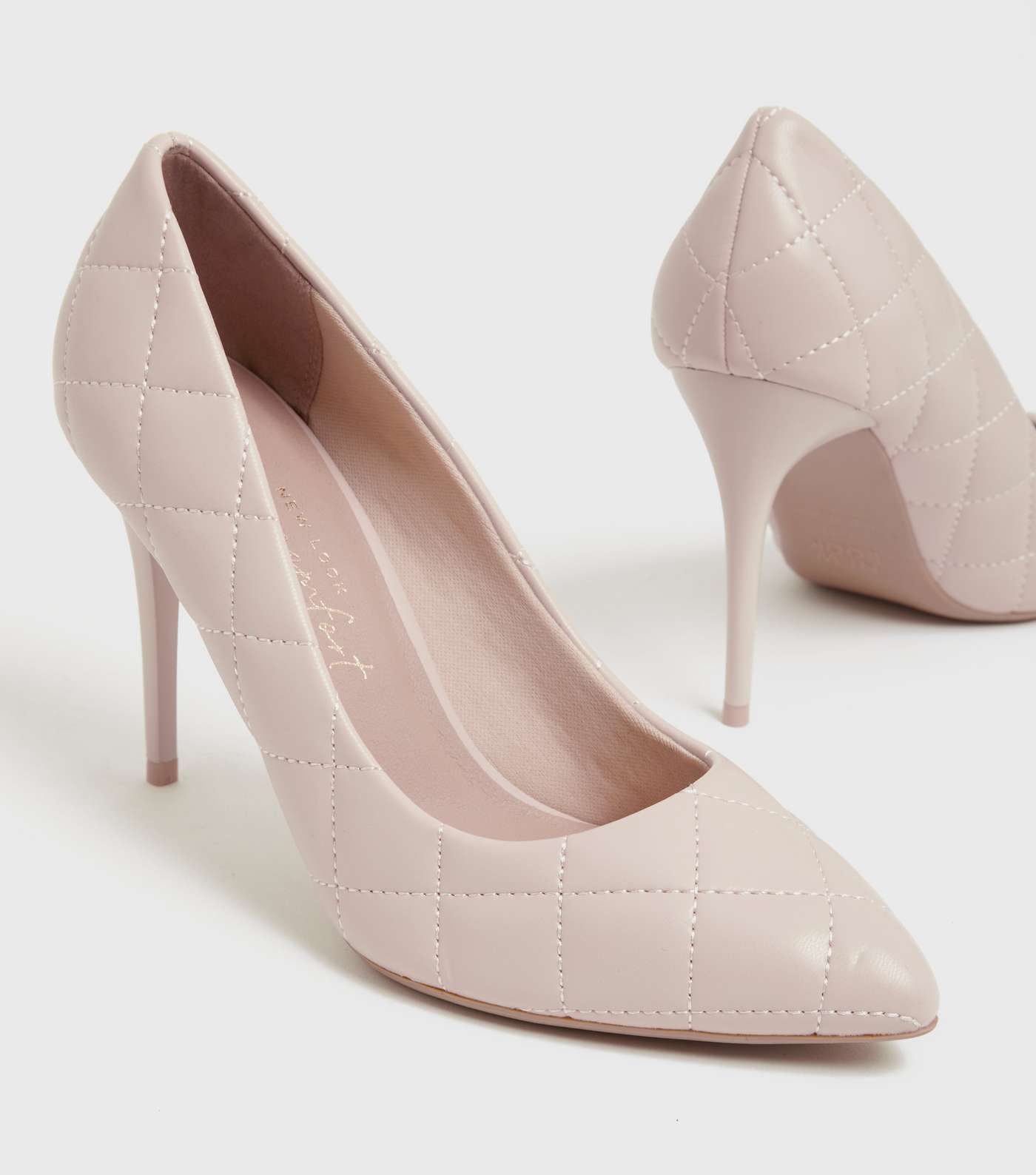 Cream Quilted Stiletto Court Shoes Image 3