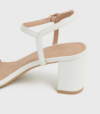 white leather block heel sandals