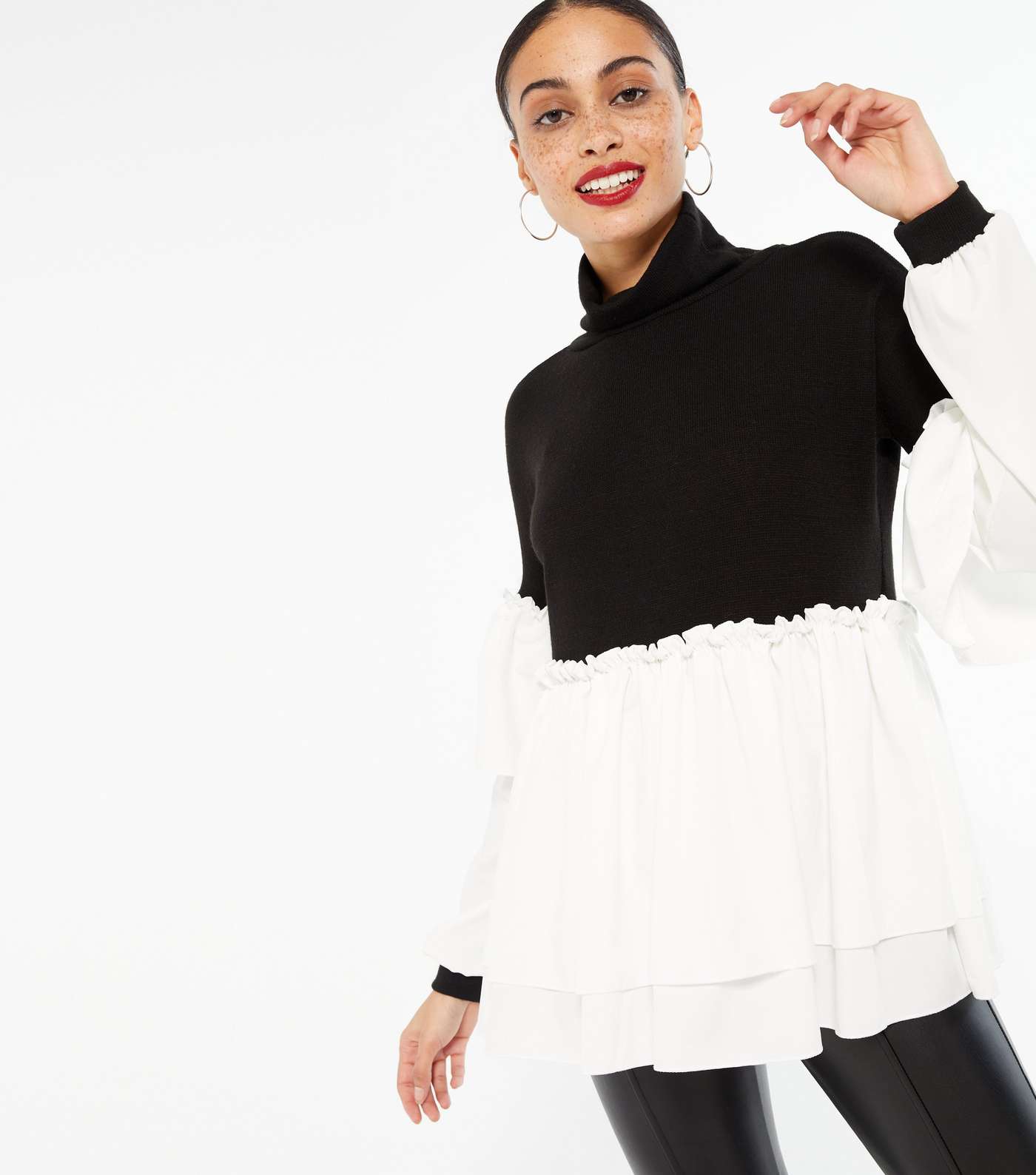 Cameo Rose Black Double Frill 2 in 1 Jumper 