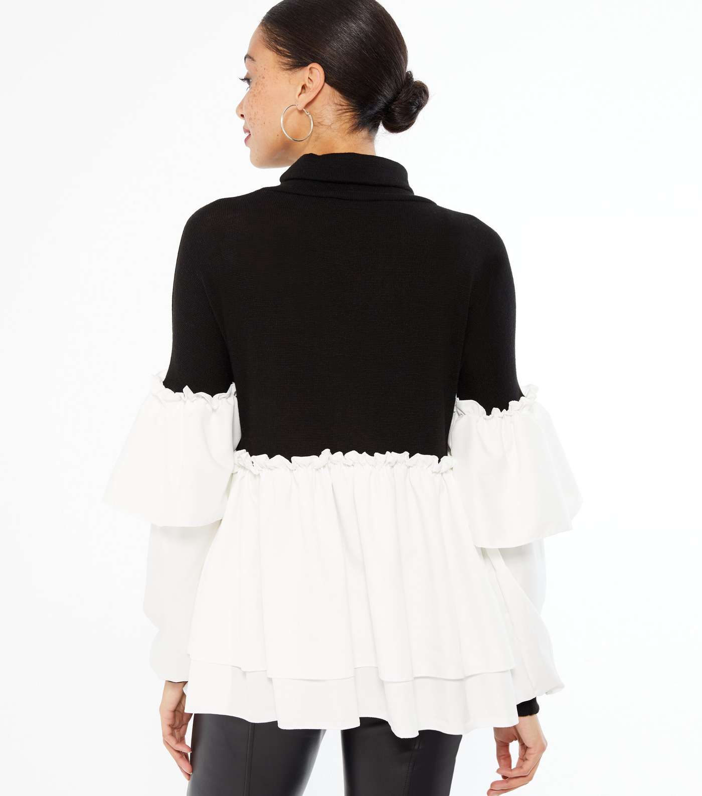 Cameo Rose Black Double Frill 2 in 1 Jumper  Image 3
