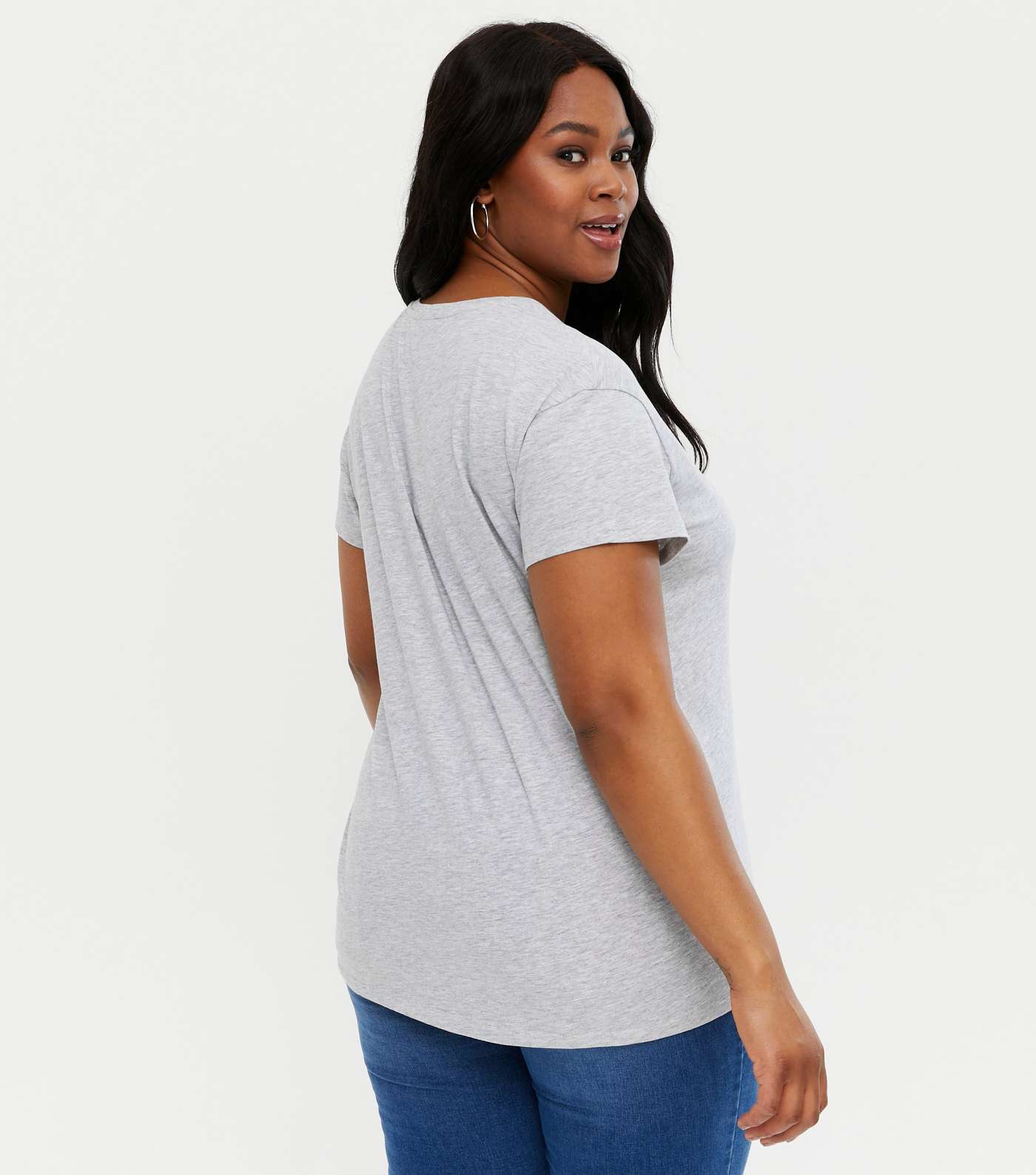 Curves 3 Pack Grey Black and White Crew Neck T-Shirts Image 4