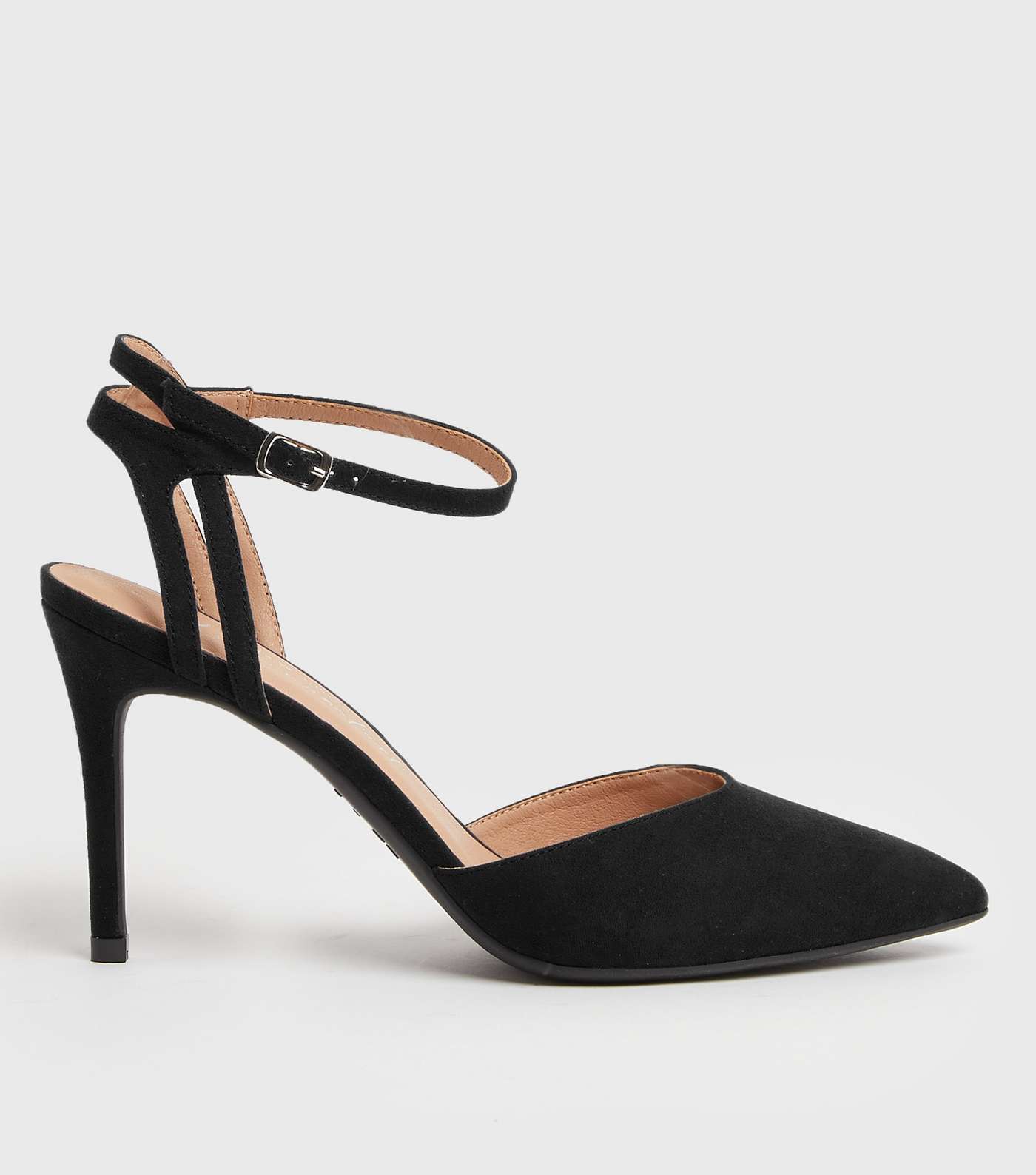 Black Suedette Pointed Court Shoes 