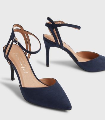 shop for Navy Suedette Pointed Court Shoes New Look Vegan at Shopo