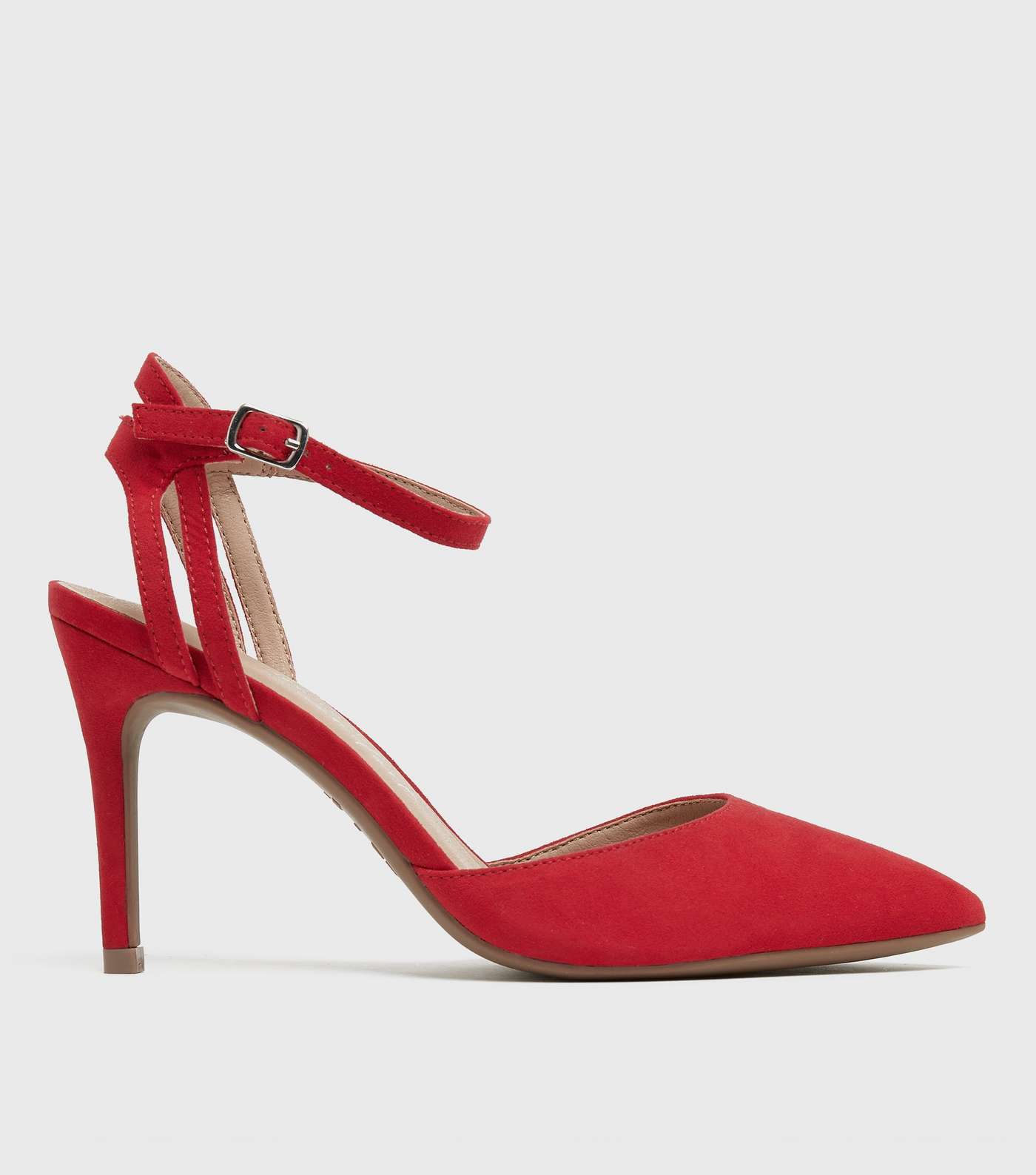 Red Suedette Pointed Court Shoes