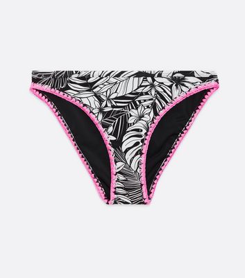 Click to view product details and reviews for Black Tropical Contrast Stitch Hipster Bikini Bottoms New Look.
