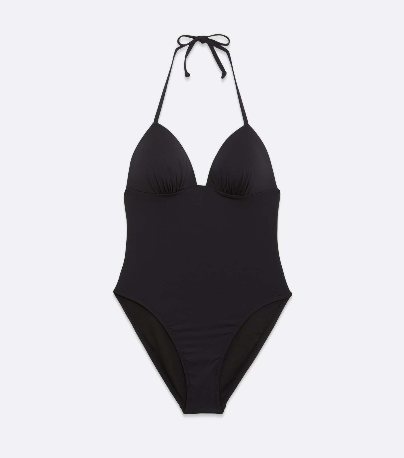 Black Lift & Shape Ruched Halter Swimsuit Image 5