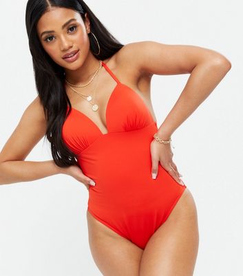 red bodysuit halter