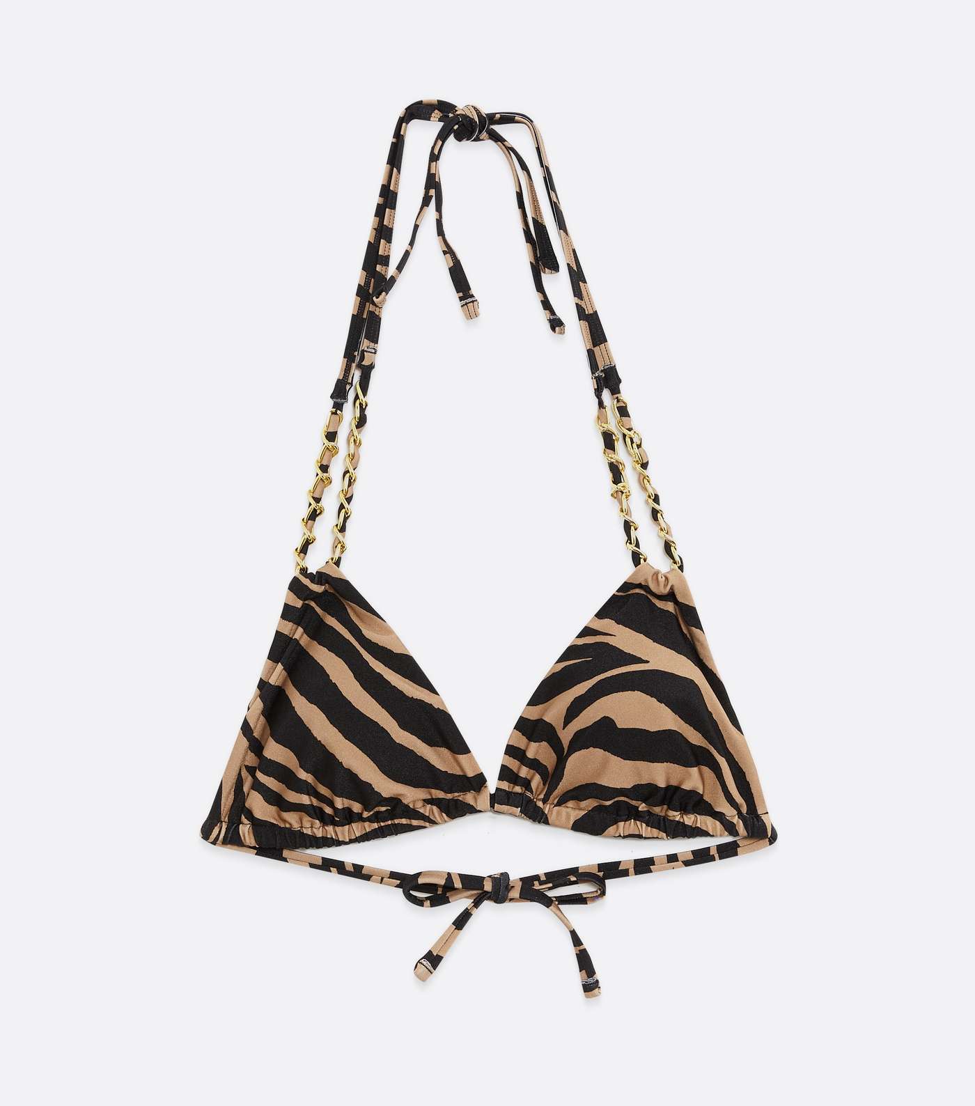 Brown Zebra Print Chain Soft Cup Bikini Top Image 5